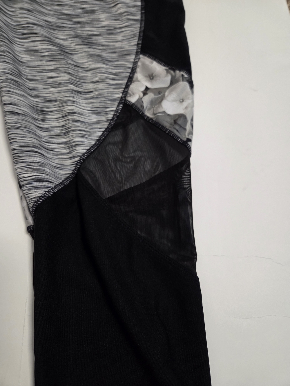 Avia Womens Black Gray Space‎ Dye Floral Mesh Athletic Leggings RA275168 - Picture 4 of 7